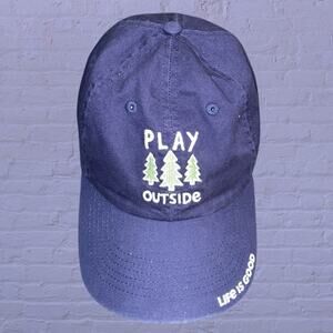 Life Is Good Mens Hat Cap Strap Back Play Outside Embroidered Trees Outdoors